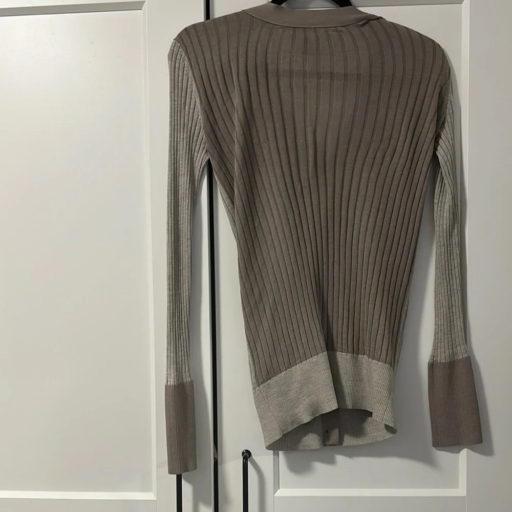 Beige Ribbed Cardigan with Pockets - Picture 6 of 6